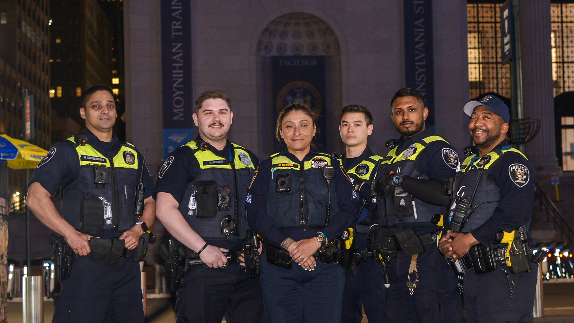 Group of Officers Outside New York - Penn Station